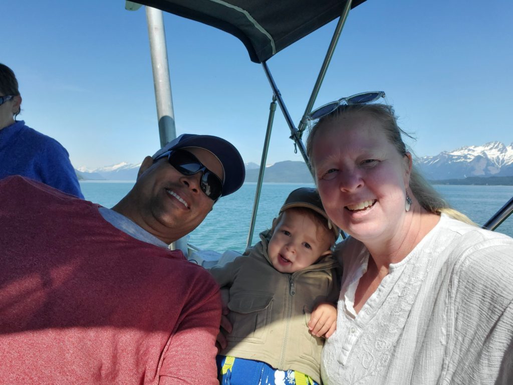 Heather, Rigel and Asanti Sanborne selfie on the top deck of boat